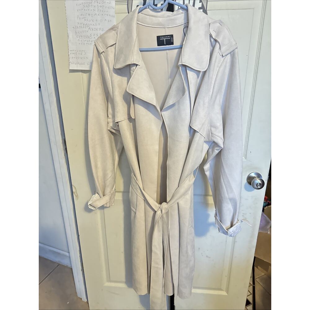 Tahari Faux-suede Trench Coat Size 2XL NWT Women's